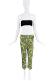 Dolce & Gabbana Green Paisley Print Belt Pants