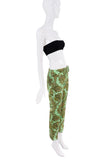 Dolce & Gabbana Green Paisley Print Belt Pants