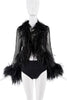 Saint Laurent Black Sheer Feather Blouse