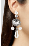 Oscar de la Rental Crystal Pearl Drop Earrings