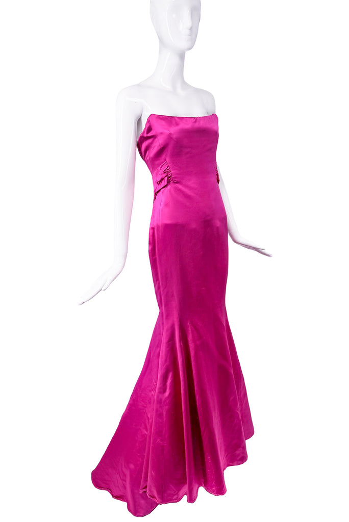 Roberto Cavalli Pink Satin Bustier Fishtail Hour Glass Gown