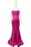 Roberto Cavalli Pink Satin Bustier Fishtail Hour Glass Gown