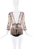 Roberto Cavalli Pink Green Sheer Beaded Embroidered Sequin Top