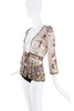 Roberto Cavalli Pink Green Sheer Beaded Embroidered Sequin Top