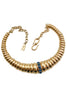 Saint Laurent Gold Snake Ripple Blue Gem Stone Spike Necklace