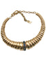 Saint Laurent Gold Snake Ripple Blue Gem Stone Spike Necklace