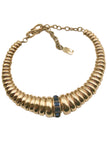 Saint Laurent Gold Snake Ripple Blue Gem Stone Spike Necklace