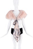 Roberto Cavalli Pink Fur Floral Silk Scarf Stole