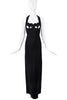 Saint Laurent Black Cut Out Bra Corset Scallop Edge Halter Dress Gown