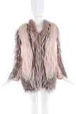 Roberto Cavalli Pink Brown Oversized Fur Jacket Coat