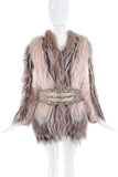Roberto Cavalli Pink Brown Oversized Fur Jacket Coat