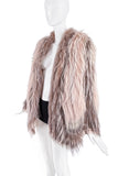 Roberto Cavalli Pink Brown Oversized Fur Jacket Coat