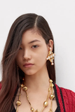 Saint Laurent Gold Gemstone Pearl Gripoix Style Cross Pendant Necklace