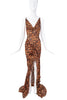 Roberto Cavalli Tortoise Leopard Print Silk High Slit Slip Dress Gown Runway Fall 2003