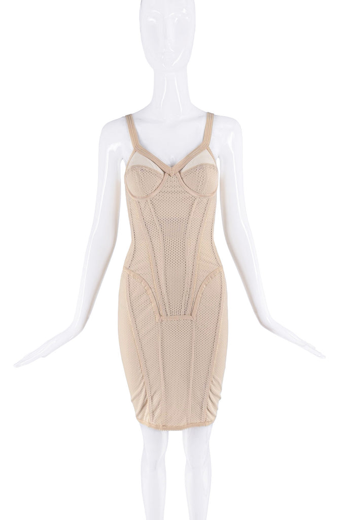 Burberry Tan Beige Mesh Boning Bustier Corset Bodycon Dress (Copy)