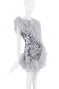 Dolce & Gabbana Silver Sequin Asymmetric Feather Dress