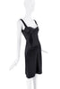 Versace Black Satin Lace Bustier Bra Slip Dress