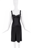 Versace Black Satin Lace Bustier Bra Slip Dress