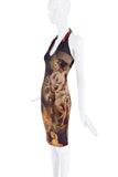 Alejandro Black Brown Renaissance Painting Print  Bodycon Halter Dress