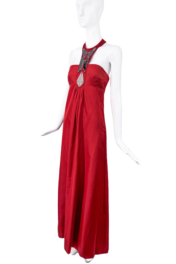 Gucci Red Halter Neck Gown with Metal Details Runway Spring 2007