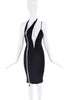 Christian Cowan Black Silver Zipper Asymmetric Bodycon Halter Dress