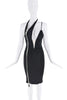 Christian Cowan Black Silver Asymmetric Zipper Bodycon Dress