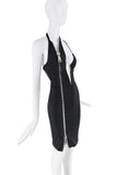 Christian Cowan Black Silver Asymmetric Zipper Bodycon Dress