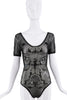 Vivienne Westwood Black Sheer Boulle Collection Print SS1992 Leotard Bodysuit