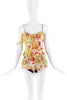 Christian Dior Green Red Multicolor Floral Print Ruffle Tank Top