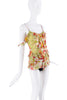 Christian Dior Green Red Multicolor Floral Print Ruffle Tank Top