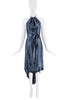 Vivienne Westwood Blue Silk Satin Wrap Drape Halter Neck Dress