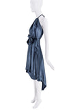 Vivienne Westwood Blue Silk Satin Wrap Drape Halter Neck Dress