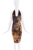 Alejandro Black Brown Renaissance Painting Print  Bodycon Halter Dress