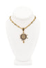 Alexander McQueen Gold Black Starbust Logo Pendant Cross Chain Link Necklace