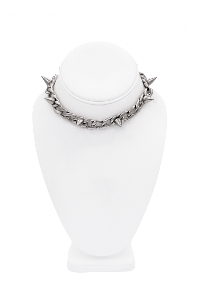 Vitaly Silver Spike Chain Choker Necklace
