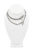 Christian Dior Silver Charm Plate Logo Double Chain Necklace