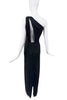 Saint Laurent Black One Shoulder Asymmetric Cut Out Gown Dress Spring 2019