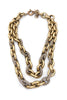 Vintage Gold and Pavé Crystal Double Chain Link Necklace