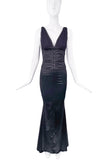 Roberto Cavalli Just Cavalli Black Silk Stretch Chiffon Dress Mermaid Gown