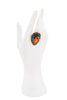 Vintage Silver Embellished Orange Gemstone Pointed Oval Statement Ring