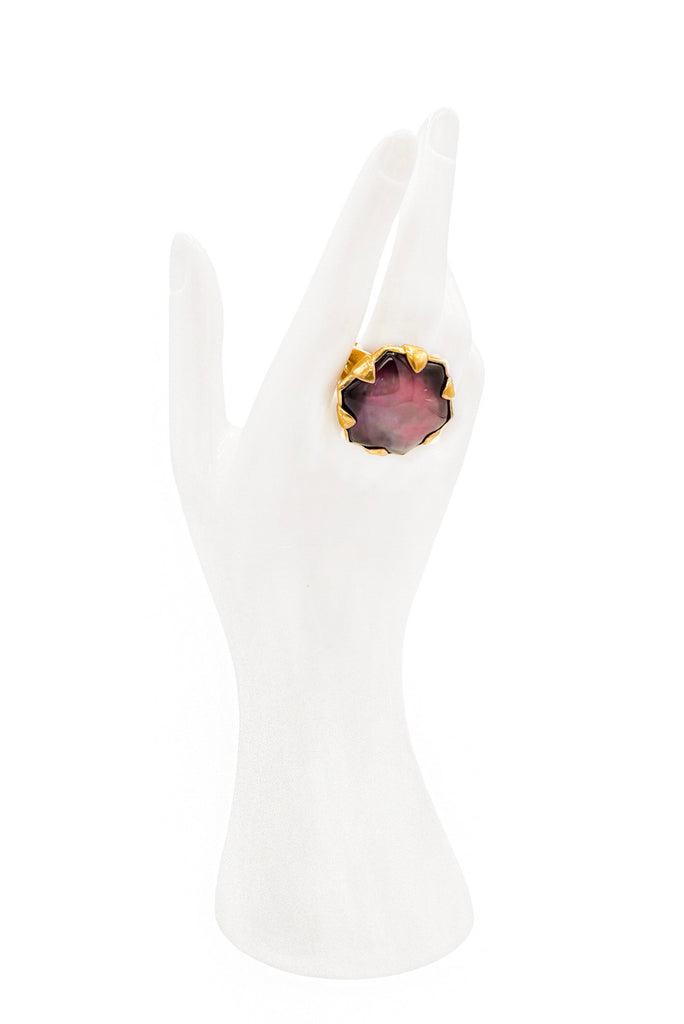 Stephen Dweck Gold Claw Purple Geometric Gemstone Cocktail Ring