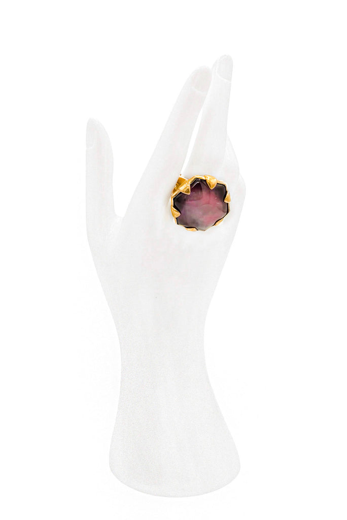 Stephen Dweck Gold Claw Purple Geometric Gemstone Cocktail Ring