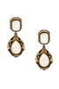Poggi Paris Gold Bronze Multicolor Gemstone White Crystal Two Drop Embellished Earrings