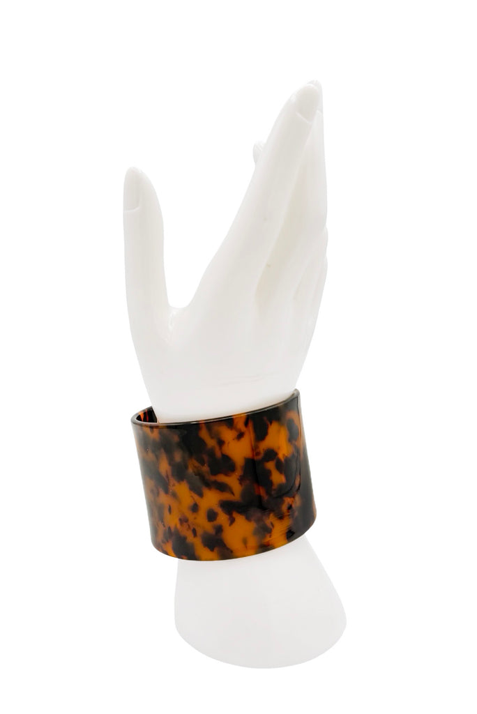Vintage Tortoise Shell Wide Slip On Cuff Bracelet