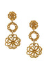 Christian Lacroix Gold Embellished Floral Three Tier Drop Earrings