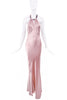 Roberto Cavalli Pink Silk Bias Cut Draped Halterneck Bow Dress Gown