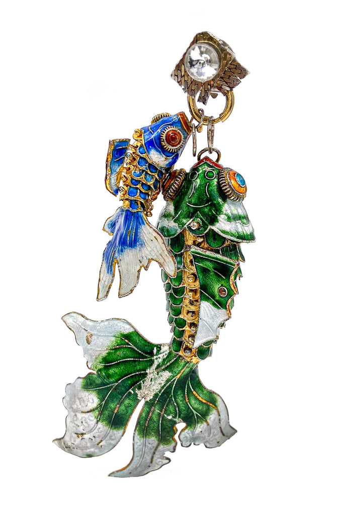 Vintage Enamel Koi Fish Earring