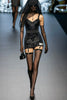 Dolce Gabbana Black Lace Girdle Corset Mirco Mini Dress