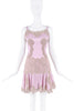Dolce & Gabbana Pink Tan Silk Satin Lace Drop Waist Dress