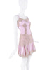 Dolce & Gabbana Pink Tan Silk Satin Lace Drop Waist Dress